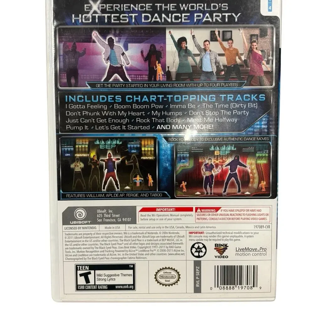 Black Eyed Peas Experience Dance Party Nintendo Wii 2011*